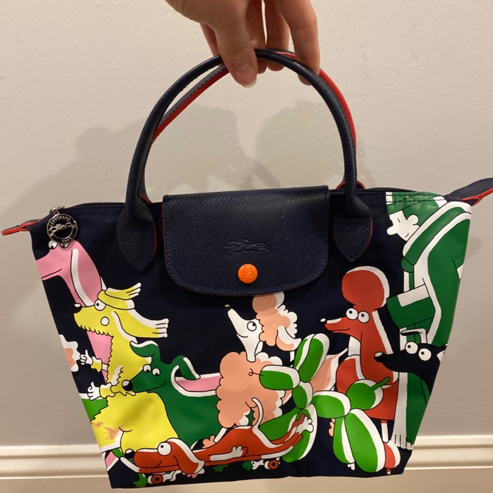 Navy Poodle Small Top Handle Tote - Picture 5 of 8